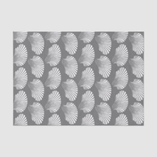 Scallop Shell Block Print, Gray / Grey and White Tissue Paper