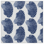 Scallop Shell Block Print, Indigo and White Fabric