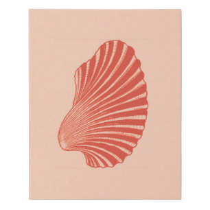 Scallop Shell Block Print, Light Coral Orange  Faux Canvas Print