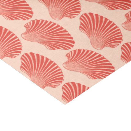 Scallop Shell Block Print Light Coral Orange Tissue Paper