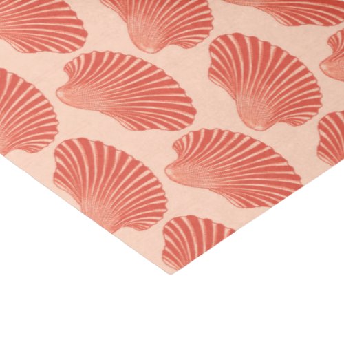 Scallop Shell Block Print Light Coral Orange  Tissue Paper