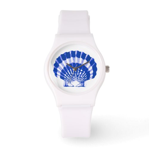 Scallop Shell _ cobalt blue and white Watch