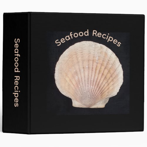 Scallop Shell Custom Seafood Recipe 3 Ring Binder