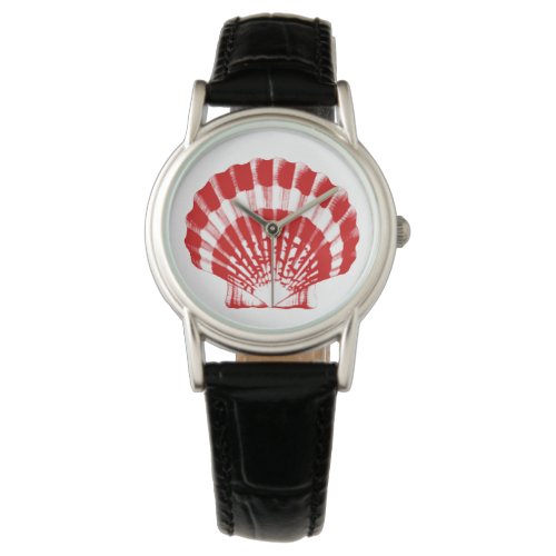 Scallop Shell _ deep red and white Watch