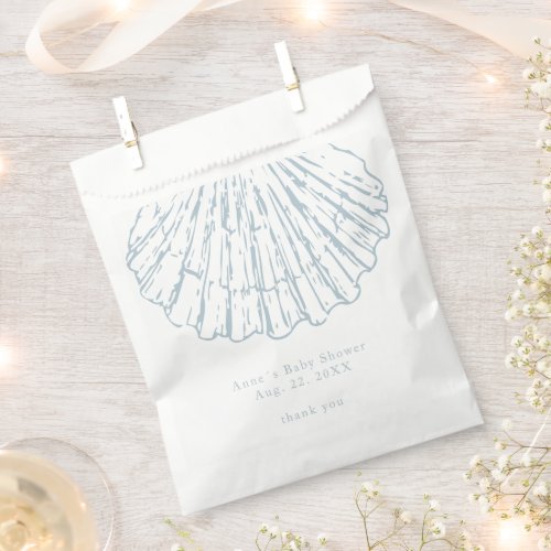 Scallop Shell Elegant Calligraphy Baby Shower Favor Bag
