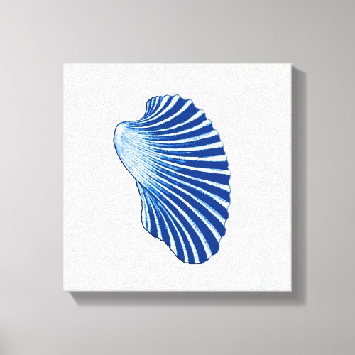 Scallop Shell Indigo Blue and White Canvas Print