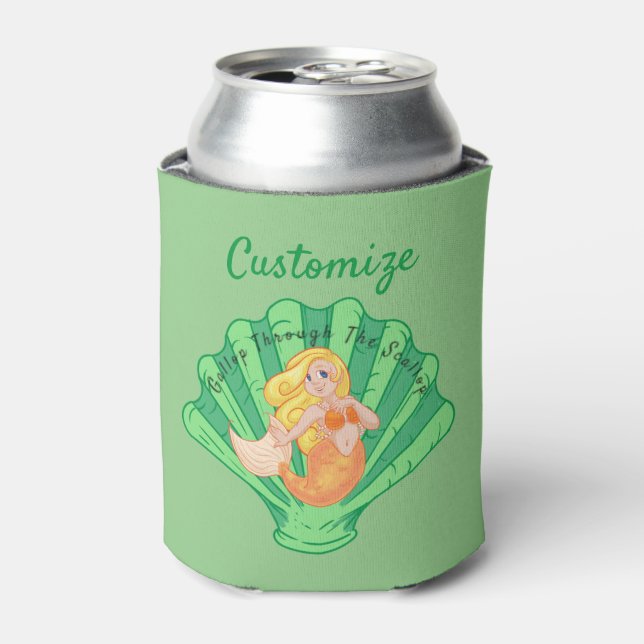 Scallop Shell Mermaid Thunder_Cove Can Cooler (Can Front)