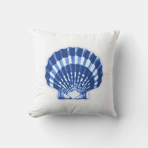 Scallop Shell _ navy blue and white Throw Pillow