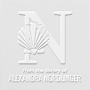 Scallop Shell Over Single Bold Initial Name Book Embosser