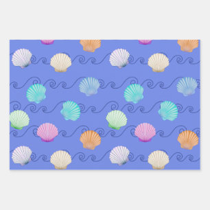Scallop Shell, Seahorse and Starfish Wrapping Paper Sheets