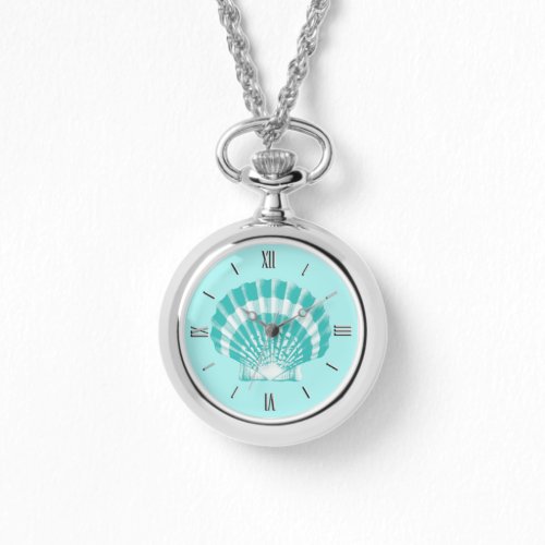 Scallop Shell _ soft aqua and white Watch