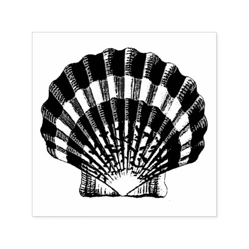 Scallop Shell Vintage Illustration Self_inking Stamp