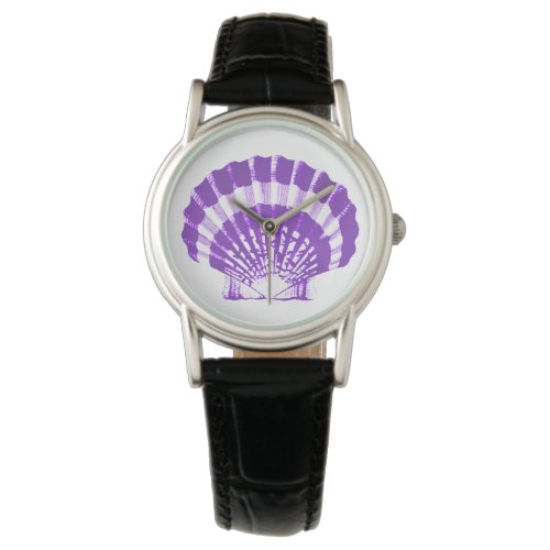 Scallop Shell _ violet and white Watch