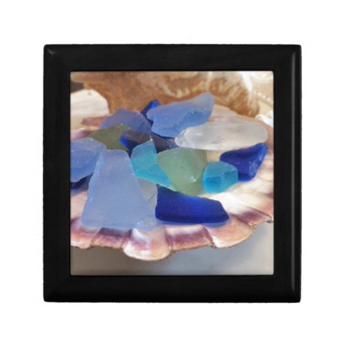 Scallop Shell With Sea Glass Keepsake Box