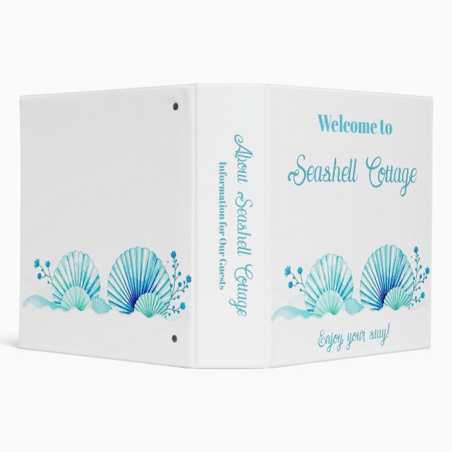 Scallop Shells and Flowers Vacation Rental 3 Ring Binder (Background)