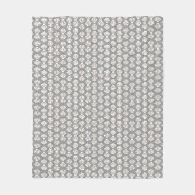 Scallop Shells Pattern on Gray Fleece Blanket (Front)