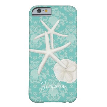 Scallop Starfish Damask Seashell Beach Pattern Barely There Iphone 6 Case by ModernStylePaperie at Zazzle