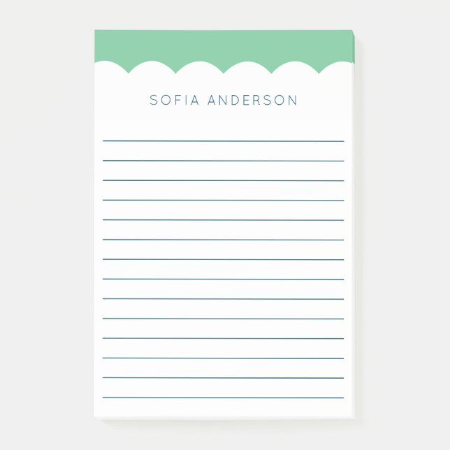 Scallop Topped Feminine Lined Personalized Post-it Notes (Front)
