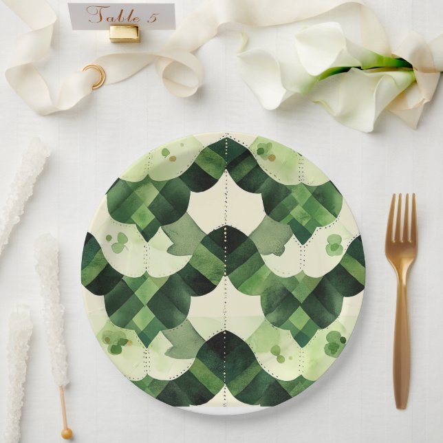 Scallop Watercolor Clover Paper Plates (Wedding)