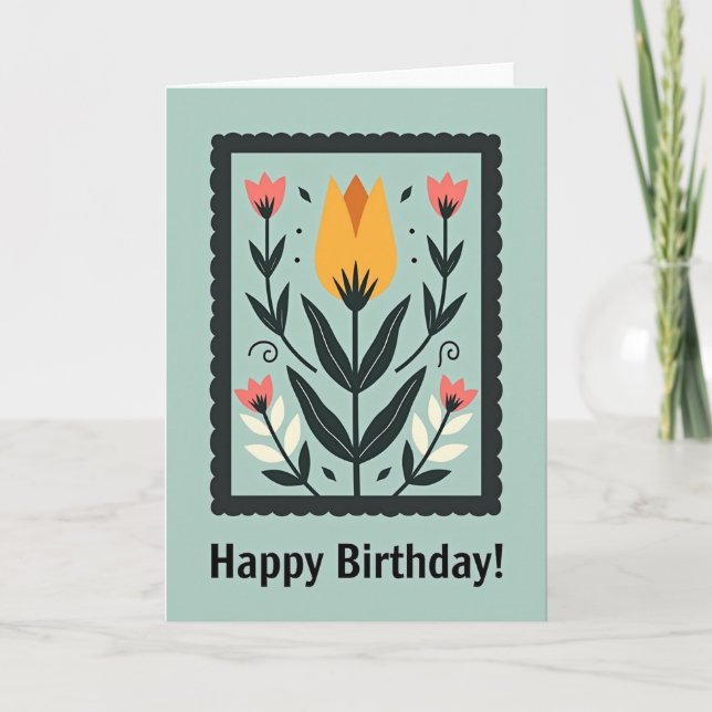 Scalloped Bloom Birthday Card (Front)