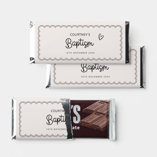 Scalloped border Baby Shower Thank You Hershey Bar (Front)