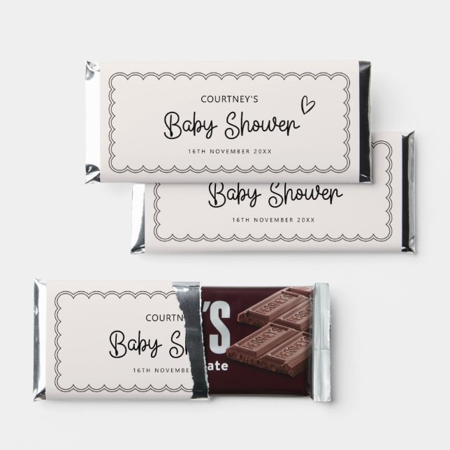 Scalloped border Baby Shower Thank You Hershey Bar (Front)