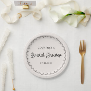 Scalloped border Bridal Shower  Paper Plates