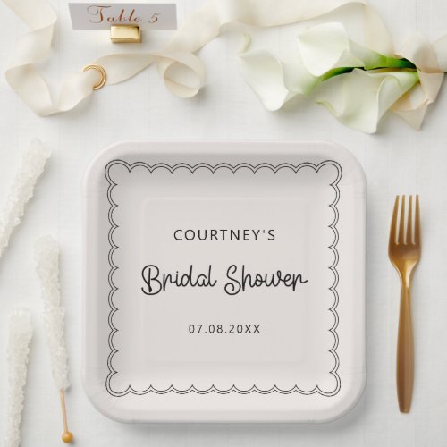 Scalloped border Bridal Shower  Paper Plates