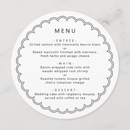 Scalloped Border Modern Round Menu