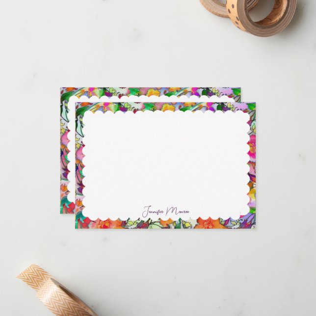 scalloped border stationery note card (Front/Back In Situ)