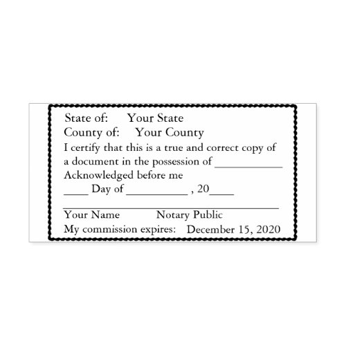Scalloped Bordered Notary Public Copy Stamp