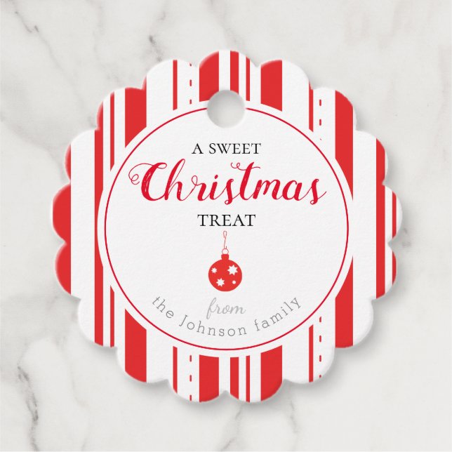 Scalloped Candy Cane Sweet Treat Holiday Tag (Front)