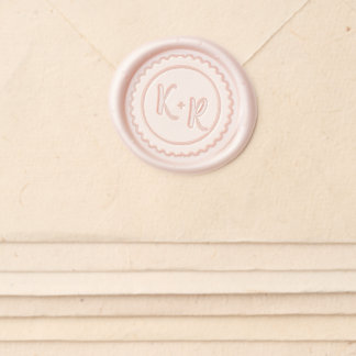 Scalloped Circle with Two Letters Wax Seal Sticker