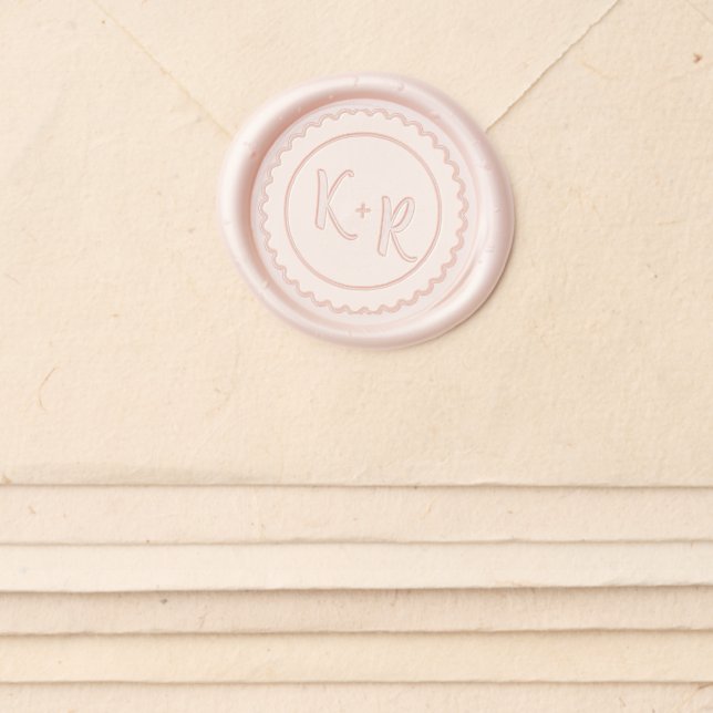 Scalloped Circle with Two Letters Wax Seal Sticker (Front)