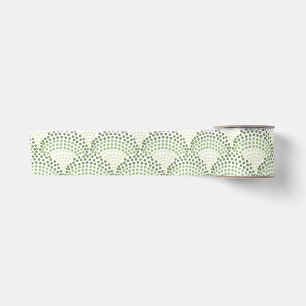 Scalloped Dots Gradient Ombre Green Pattern  Satin Ribbon