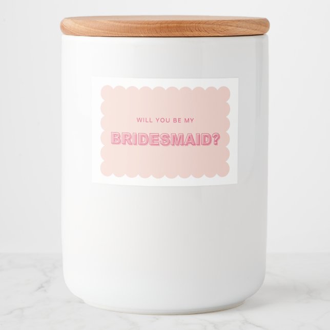 Scalloped Edge Bold Text Bridesmaid Candle Label (Front)