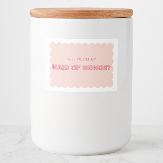 Scalloped Edge Bold Text Bridesmaid Candle Label (Front)