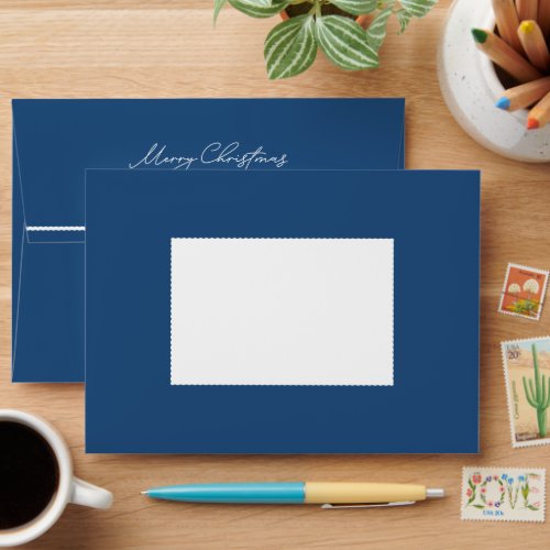 Scalloped edge cute simple blue white Christmas Envelope