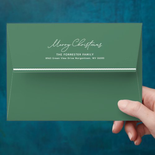 Scalloped edge cute simple green Christmas Envelope