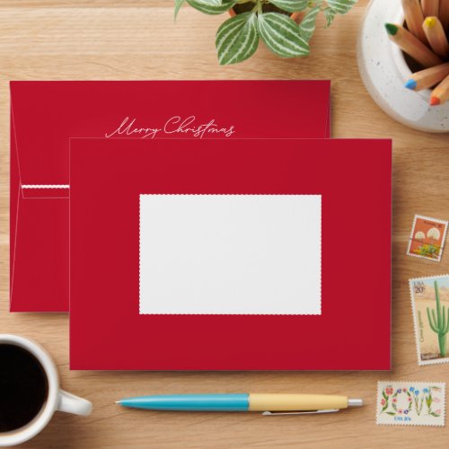 Scalloped edge cute simple red Christmas Envelope