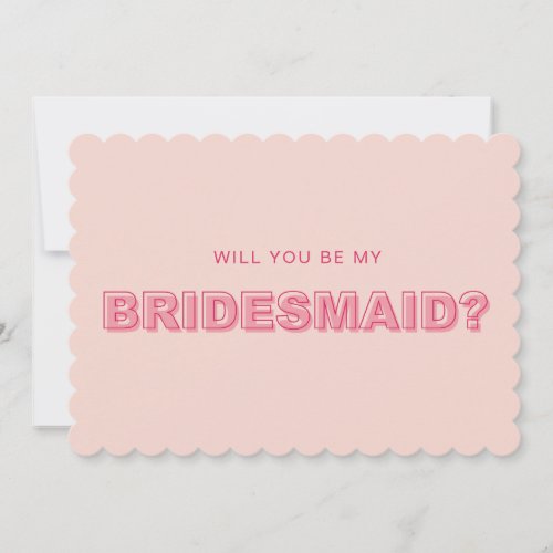 Scalloped edge outline bridesmaid proposal card