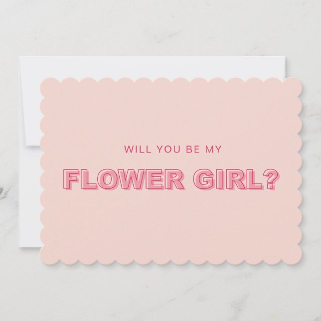 Scalloped edge outline flower girl proposal card (Front)