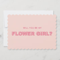 Scalloped edge outline flower girl proposal card