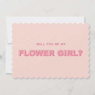 Scalloped edge outline flower girl proposal card