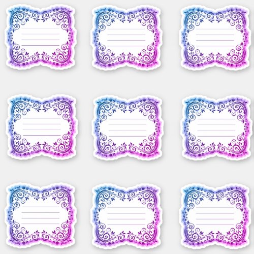 Scalloped filigree lined labels