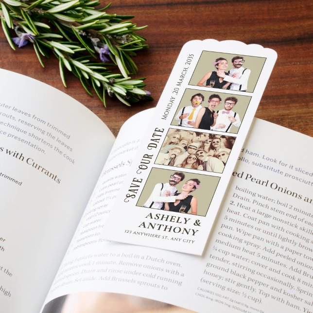 Scalloped Fun Booth Strip QR Code Save the Date  Bookmarks (Creator Uploaded)