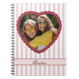 Scalloped Heart Custom Photo & Text Best Friends Notebook