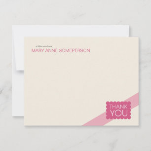 Scalloped Hot Pink Flat Thank You Note Cards