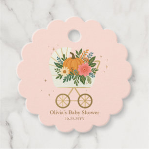 Scalloped Little Pumpkin Girl Baby Shower Favor Tags