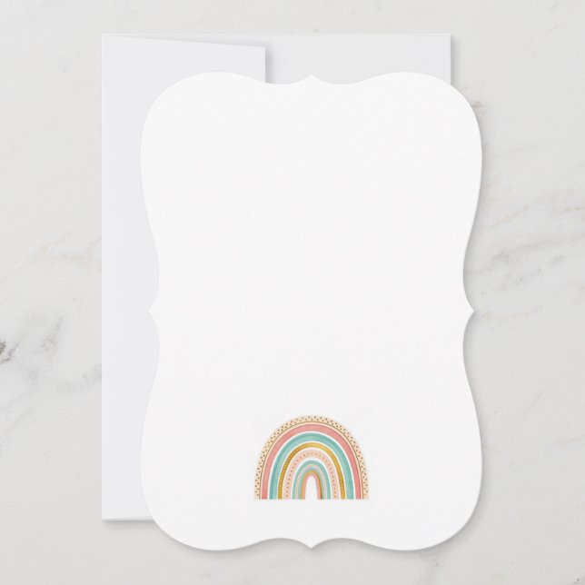 Scalloped Minimalist Retro Rainbow Note Card (Front)